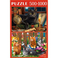 Фото товара - Пазлы 500 и 1000 дет. В мире кошек (2в1) ХП500-1000-4486, (Рыжий кот)