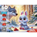 Фото товара - Пазлы 60 дет. Оживи мультфильм. Зайка беленький (+QR-код)  П60-3531, (Рыжий кот)