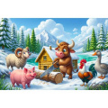 Фото товара - Пазлы 60 дет. Оживи мультфильм. Зимовье зверей (+QR-код) Х60-5076, (Рыжий кот)