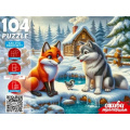 Фото товара - Пазлы 104 дет. Оживи мультфильм. Лисичка-сестричка (+QR-код) П104-3538, (Рыжий кот)
