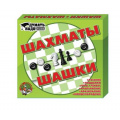 Фото товара - Настольная Игра Думать Надо Шашки, шахматы (двустороннее поле 21*19см, пластик, картон, в коробке) 01450, (ООО "Десятое королевство")