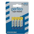 Фото товара - Элемент питания LR03  4BL PERFEO Super Alkaline (120/960)