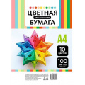 Фото товара - Бумага  А4 100л 80 г/м2 10 цв. "ЦВЕТНАЯ ФИГУРА" (100-1815) (5 паст+5 интенс) тонир. в массе Проф-Пресс