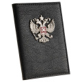 Фото товара - Обложка для паспорта экокожа, черный, текстура Кварц "Герб" PS384359 (384359) OfficeSpace