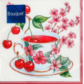 Фото товара - Салфетки бумажные Bouquet. Вишневый чай (33*33см, 3-слоя, 20шт.) 25290, (ООО "Русская бумага АЛЛ Продукция")