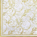 Фото товара - Салфетки бумажные Bouquet. Очарование. Золото на белом (33*33см, 3-слоя, 20шт.) 37649, (ООО "Русская бумага АЛЛ Продукция")