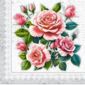 Фото товара - Салфетки бумажные Bouquet de Luxe. Розы в рамке. Серебро (24*24см, 3-слоя, 25шт.) 25566, (ООО "Русская бумага АЛЛ Продукция")