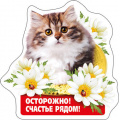 Фото товара - 5156267 Виниловый магнит "Осторожно! Счастье рядом!", (Хорошо)