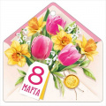 Фото товара - 8186200 Бирка для подарков "8 Марта"  (текст, вырубка), (ИмперияПоздр)