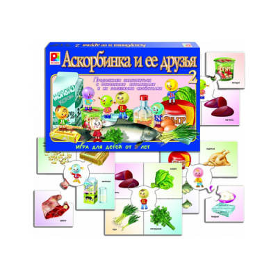 Большое фото товара - Настольная Игра Аскорбинка и ее друзья-2 (круглые карточки-9шт, угловые карточки-36шт, правила) С-482, (ОАО "Радуга"), 11-101431. Вариант №1