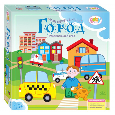 Большое фото товара - МоиПервыеИгры Развивающая игра "Город" (Baby Step) (шнурки с фигурками, планшет, карточки с заданиями, в коробке, от 1,5 лет) 89804, (Степ Пазл), 11-107858. Вариант №1