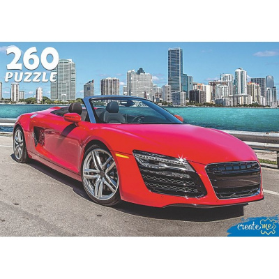 Большое фото товара - Пазлы 260 дет. Красный автомобиль П260-0562, (Рыжий кот), 11-116820. Вариант №1