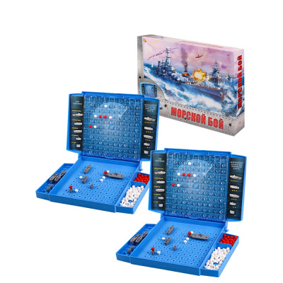 Большое фото товара - Настольная Игра Морской бой (2 игровых поля с экраном, корабли, фишки, в коробке, от 6 лет) ИН-1760, (Рыжий кот), 11-118670. Вариант №1