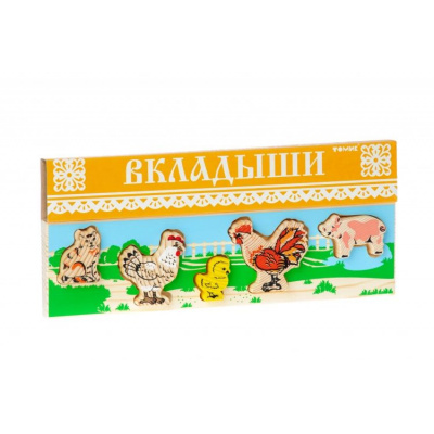 Большое фото товара - Томик Доска Вкладыш 6 дет. Двор. Домашние животные (дерево, от 3 лет) 382-1, (ООО "Томь-Сервис"), 11-125110. Вариант №1