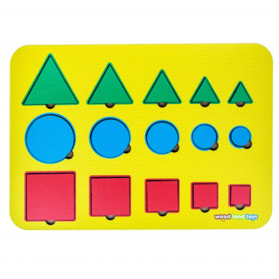 Большое фото товара - WoodLandToys Игрушка Монтессори. Больше-меньше (15 деталей, рамка-вкладыш, в ассорт., дерево, от 3 лет) 081201, (ООО "СИБИРСКИЙ СУВЕНИР"), 11-144240. Вариант №1