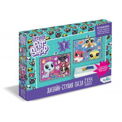 Большое фото товара - Пазлы набор 108 дет. Littlest Pet Shop. Дизайн-студия. Веселые времена (2в1) (элементы для украшения) 04420, (ООО "Оригами"), 11-156032. Вариант №1