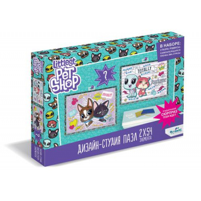 Большое фото товара - Пазлы набор 108 дет. Littlest Pet Shop. Дизайн-студия. Лучшие друзья (2в1) (элементы для украшения) (+сюрприз) 04419, (ООО "Оригами"), 11-156035. Вариант №1