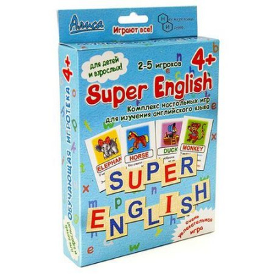 Большое фото товара - Нескучные Игры Алиса. Super English (в коробке, от 4 лет) 408107, (ООО "Нескучные игры"), 11-168340. Вариант №1