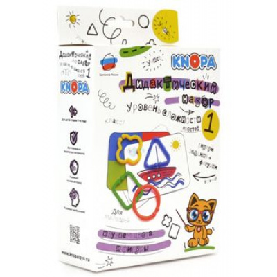 Большое фото товара - КНОПА Дидактический набор. Уровень сложности-1 (4 фигурки, 6 карточек с заданиями, в коробке, от 1 года) 82023, (ООО "Пластмассы"), 11-171145. Вариант №1