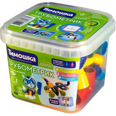 Большое фото товара - Конструктор Тимошка JUNIOR 30 дет. Трубометрик (в контейнере, от 3 лет) М008, (ТД Алтай), 11-171780. Вариант №1