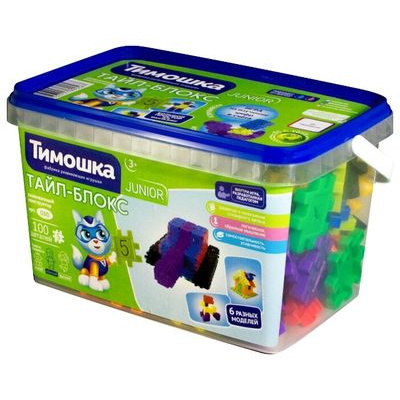 Большое фото товара - Конструктор Тимошка JUNIOR 100 дет. Тайл-Блокс (в контейнере, от 3 лет) 080, (ТД Алтай), 11-171798. Вариант №1