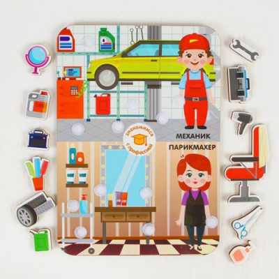 Большое фото товара - WoodLandToys Сортер Профессии. Механик и парикмахер (дерево) (от 3 лет) 117103, (ООО "СИБИРСКИЙ СУВЕНИР"), 11-172440. Вариант №1