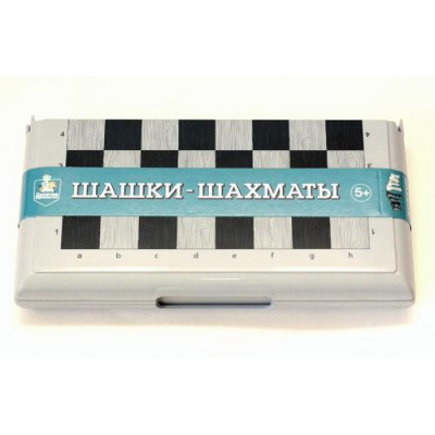 Большое фото товара - Настольная Игра Шашки, шахматы (складная доска, пластик) 03885, (ООО "Десятое королевство"), 11-182356. Вариант №1