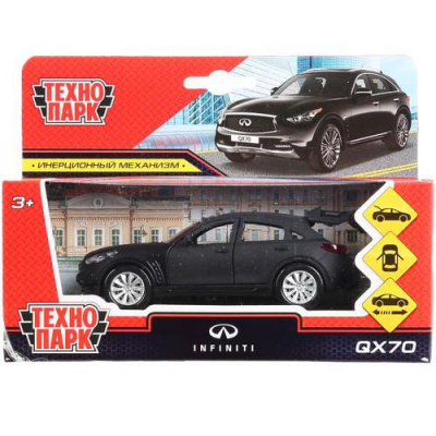 Большое фото товара - Модель Инерционная Технопарк INFINITI QX70 (12см, металл, открываются двери и багажник, черный матовый, в коробке) QX70-12MAT-BK, (Shantou City Daxiang Plastic Toy Products Co., Ltd), 11-185153. Вариант №1