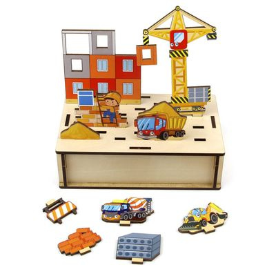 Большое фото товара - WoodLandToys Панорама. Стройка (6 схем, 21 фигурка, дерево, в ящике, от 3 лет) 151104, (ООО "СИБИРСКИЙ СУВЕНИР"), 11-187851. Вариант №1