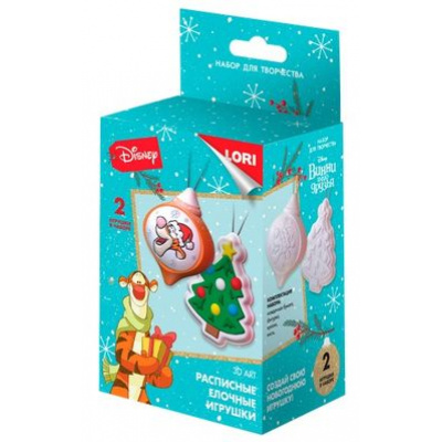 Большое фото товара - LORI 3DArt Роспись елочных игрушек. Disney Тигруля  (2шт., комплект материалов для изготовления, в коробке, от 5 лет) Ирд017, (ООО "7-Я"), 11-194741. Вариант №1