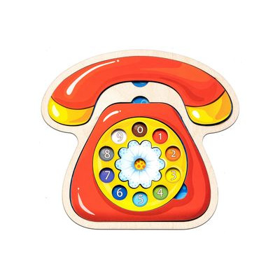 Большое фото товара - Smile Decor Пазл Телефон (рамка-вкладыш, дерево, от 3 лет) П028, (ИП Монжаев С.М.), 11-199256. Вариант №1