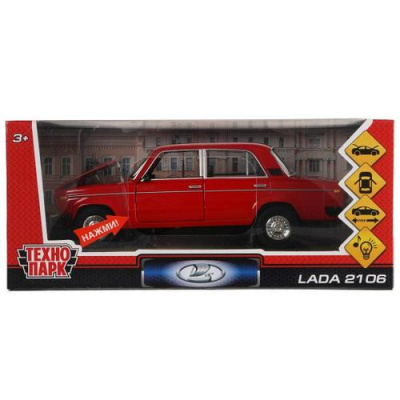 Большое фото товара - Модель Инерционная Технопарк LADA 2106 (18,5см, металл, свет, звук, открываются двери и капот, красный, в коробке) VAZ-2106-R (ст.24/ст.12), (Shantou City Daxiang Plastic Toy Products Co., Ltd), 11-213730. Вариант №1