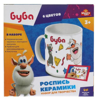 Большое фото товара - MULTIART Кружка для росписи. Буба (керамическая кружка, краски, кисть, в коробке, от 3 лет) 100MUG-BU, (Shantou City Daxiang Plastic Toy Products Co., Ltd), 11-214787. Вариант №1