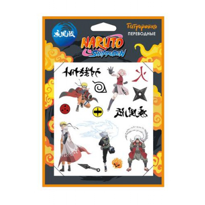 Большое фото товара - Переводные татуировки Naruto (в пакете) 07434, (NINGBO ZHONGRUI IMPORT & EXPORT CO., LTD), 11-217753. Вариант №1