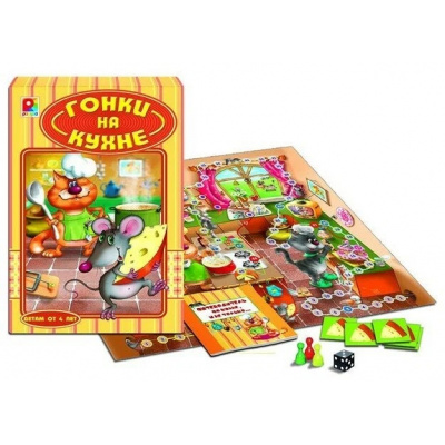 Большое фото товара - Настольная Игра Гонки на кухне (игровое поле, фишки, кубик, правила, в коробке, от 4 лет) С-714, (ОАО "Радуга"), 11-219178. Вариант №1