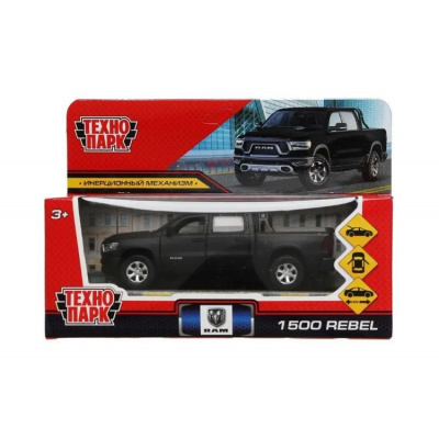 Большое фото товара - Модель Инерционная Технопарк DODGE RAM 1500 REBEL (13см, металл, открываются двери, черный матовый, в коробке) RAM1500-13MAT-BK, (Huada Toy Co.,Ltd), 11-221094. Вариант №1