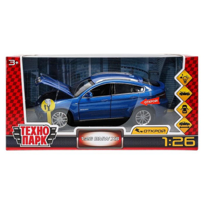 Большое фото товара - Модель Инерционная Технопарк 1:26 BMW X6 (20см, металл, свет, звук, открываются двери, багажник и капот, в коробке) 68250A, (Guangdong Caipo Technology Co., Ltd), 11-227034. Вариант №1