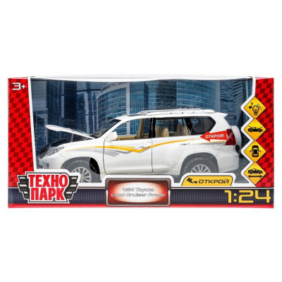 Большое фото товара - Модель Инерционная Технопарк 1:24 Toyota Land Cruiser Prado (20см, металл, свет, звук, открываются двери и капот, в коробке) 68270AW, (Guangdong Caipo Technology Co., Ltd), 11-227036. Вариант №1
