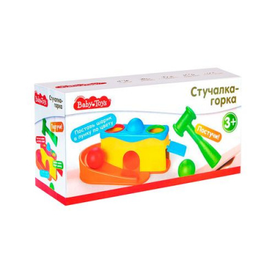 Большое фото товара - Baby Toys Игрушка Стучалка-сортер (2в1, барабан, шарики, молоток, в коробке, от 3 лет) 70007, (ООО "Десятое королевство"), 11-228568. Вариант №1