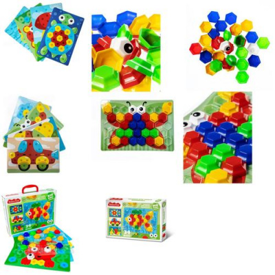 Большое фото товара - МозаикаBabyToys 34 дет. Рыбка (d=40мм, 4 цвета, в коробке, от 3 лет) 03576, (ООО "Десятое королевство"), 11-229273. Вариант №1