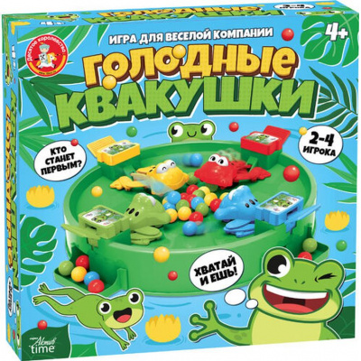 Большое фото товара - Настольная Игра Актив time. Голодные квакушки (игровое поле, инструкция, в коробке, от 4 лет) 70035, (ООО "Десятое королевство"), 11-230443. Вариант №1