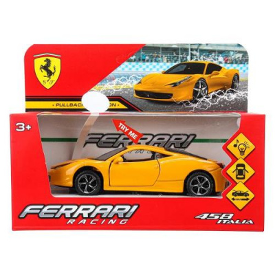 Большое фото товара - Модель Инерционная Технопарк Спорткар FERRARI Racing 458 ITALIA (14см, металл, свет, звук, открываются двери и багажник, в коробке, от 3 лет) 1651430-R/1651430-R-WOD, (Huada Toy Co.,Ltd), 11-232330. Вариант №1