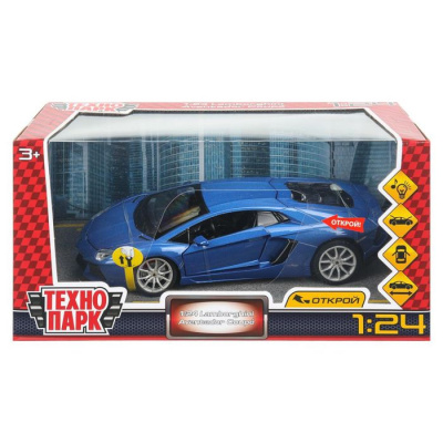 Большое фото товара - Модель Инерционная Технопарк 1:24 Lamborghini aventador coupe (19см, металл, свет, звук,  открываются двери и багажник, в коробке, от 3 лет) 68254A, (Huada Toy Co.,Ltd), 11-235390. Вариант №1
