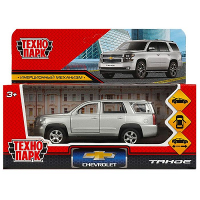 Большое фото товара - Модель Инерционная Технопарк Chevrolet Tahoe (12см, металл, открываются двери и багажник, серебристый, в коробке, от 3 лет) TAHOE-12-SR, (Huada Toy Co.,Ltd), 11-235394. Вариант №1