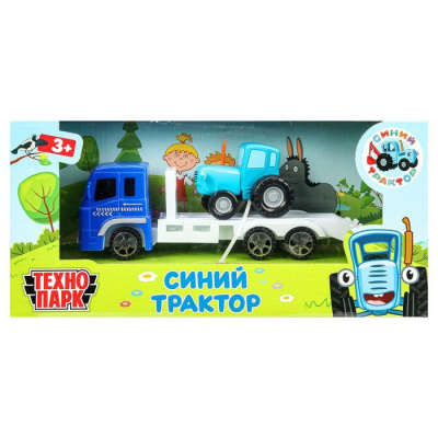 Большое фото товара - Модель-игрушка Технопарк Синий трактор (7,5см, металл, с автоперевозчиком, синий, в коробке, от 3 лет) BLUTRA-7-AUTO, (Huada Toy Co.,Ltd), 11-235397. Вариант №1