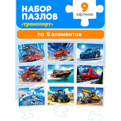 Большое фото товара - ПазлыМакси набор 6 дет. Транспорт (9в1) П54-8239, (Рыжий кот), 11-235569. Вариант №1