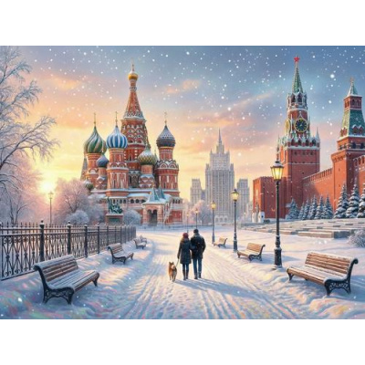 Большое фото товара - Пазлы 500 дет. Зимняя Москва Х500-5909, (Рыжий кот), 11-237811. Вариант №1