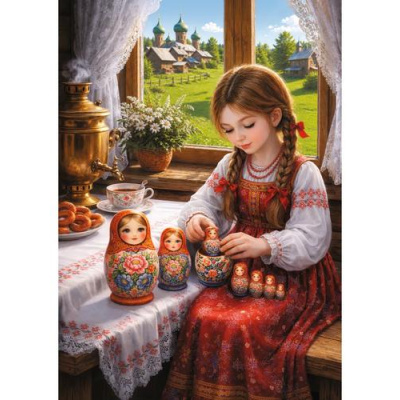 Большое фото товара - Пазлы 500 дет. Славянское. Матрешки Ф500-9619, (Рыжий кот), 11-238085. Вариант №1