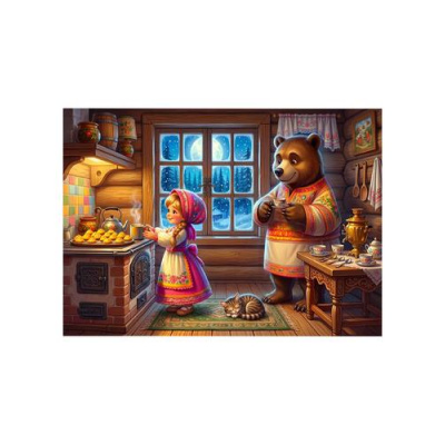 Большое фото товара - Пазлы 35 дет. Оживи мультфильм. Машенька и медведь (+QR-код, в ассорт.) Х35-9940, (Рыжий кот), 11-238097. Вариант №1