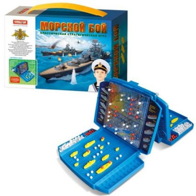 Большое фото товара - Настольная Игра Морской бой (2 игровых поля с экраном, корабли, фишки, в коробке, от 6 лет) 01148, (Стеллар), 11-78522. Вариант №1